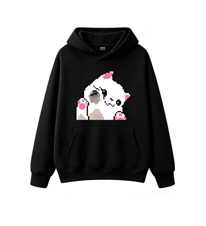 Buzo con Capucha Algodón Estampado Pixel Art Diseño Gaming Premium