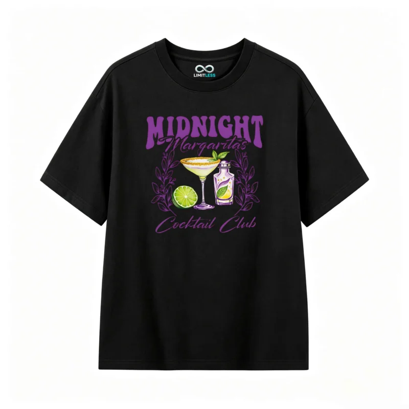 Remera Algodón Estampada Midnight Margaritas Diseño Cocktail