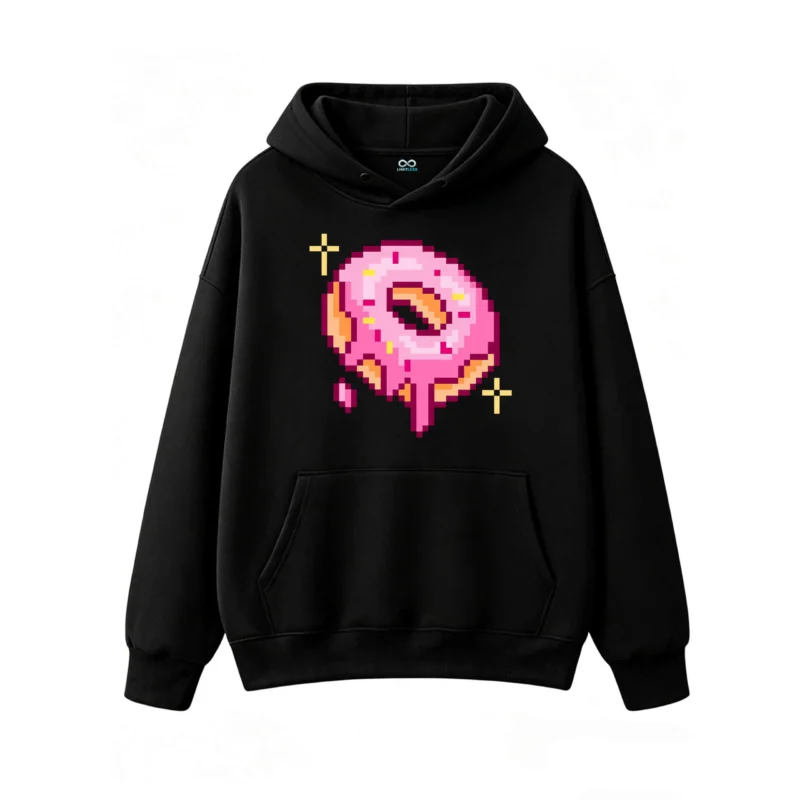 Buzo con Capucha Algodón Estampado Donut Pixel Art Diseño Aesthetic