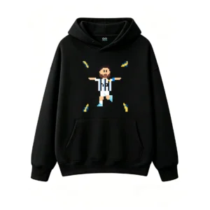 主图_1 Buzo con Capucha Algodón Pixel Messi Argentina 10 Estilo Retro Casual