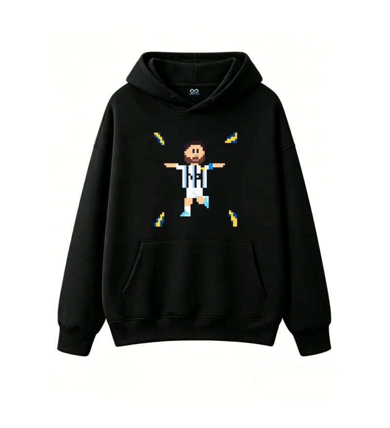 主图_1 Buzo con Capucha Algodón Pixel Messi Argentina 10 Estilo Retro Casual