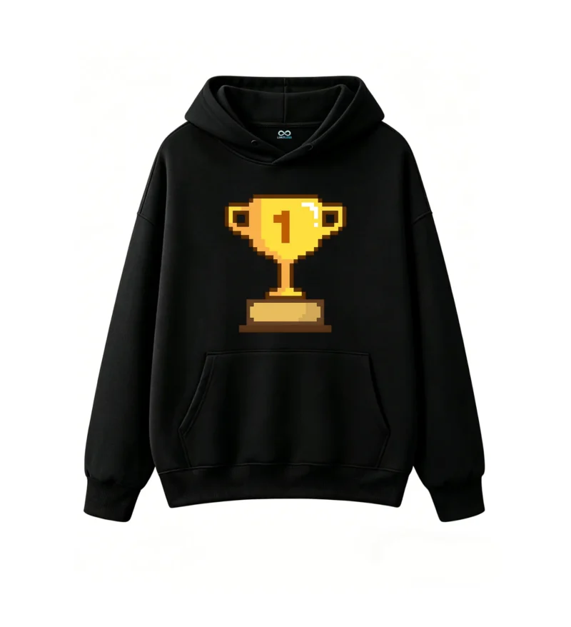 主图_1 Buzo con Capucha Algodón Estampada Copa Pixel Art Gamer Premium