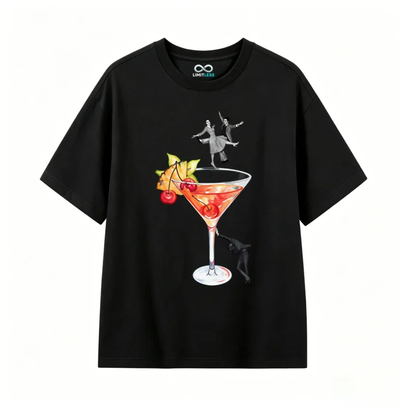 Remera Algodón Estampada Cocktail Vintage Diseño Exclusivo