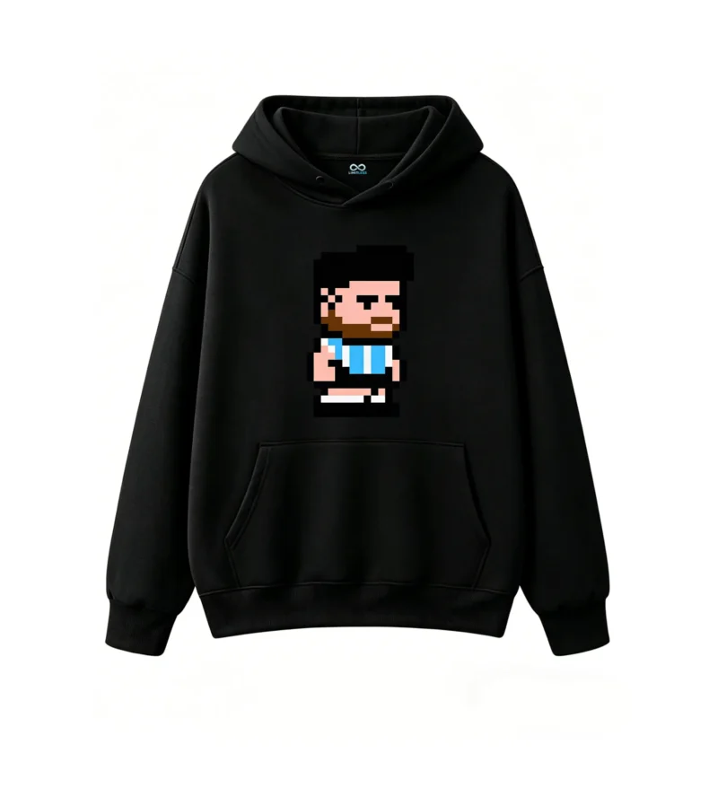 主图_1 Buzo con Capucha Algodón Messi Pixel Art Selección Argentina Premium