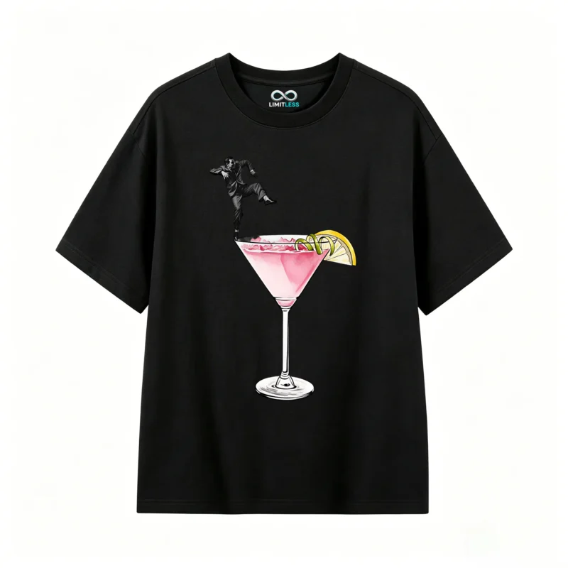 Remera Algodón Estampado Cóctel Arte Urbano Oversize Premium
