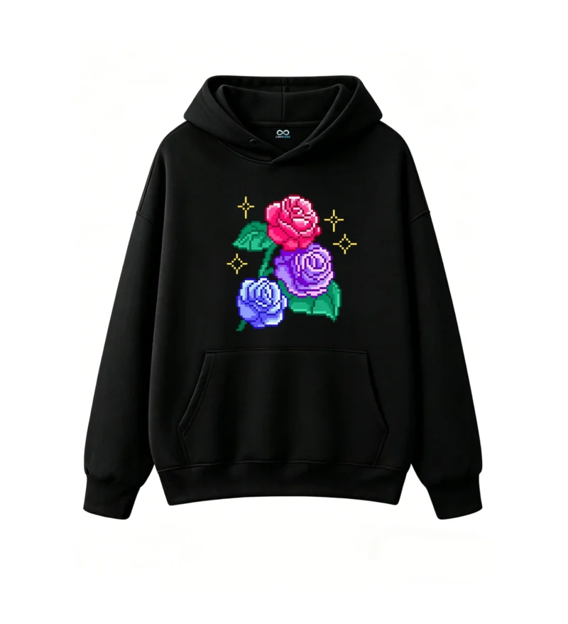 主图_1 Buzo con Capucha Algodón Estampado Flores Vintage Oversize
