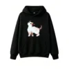 主图_1 Buzo con Capucha Algodón Estampado Gato Flores Premium Casual Trendy