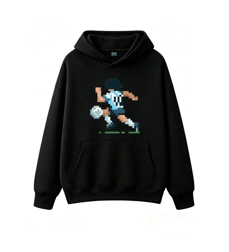 主图_1 Buzo con Capucha Algodón Diseño Pixel Art Fútbol Argentina Selección