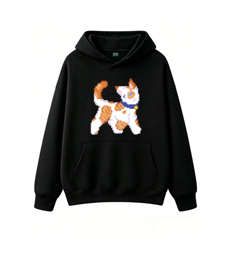 主图_1 Buzo con Capucha Algodón Pixel Art Fox Diseño Exclusivo Calidad Premium