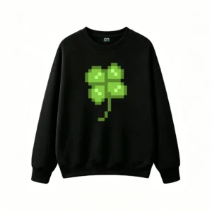 Buzo cuello redondo Algodón Estampado Trébol 8-bit Pixel Art Premium