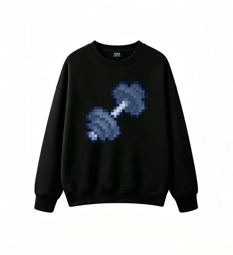 主图_1 Buzo cuello redondo Pixel-220 Estampado Pesas Entrenamiento Gamer Algodón