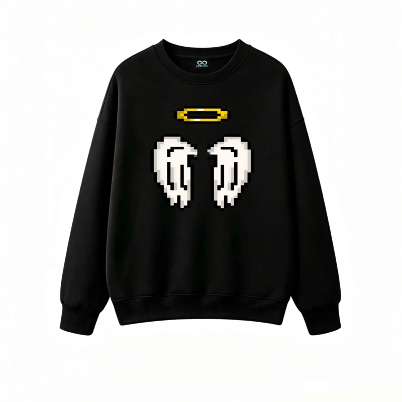 主图_1 Buzo cuello redondo Algodón Estampado Alas Pixel Art Diseño Casual Premium