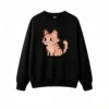 Buzo cuello redondo Algodón Estampado Gato Pixel Art Kawaii Urbano Trend