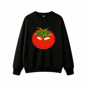 Buzo cuello redondo Algodón Estampado Pixel Art Tomate Diseño Retro Casual