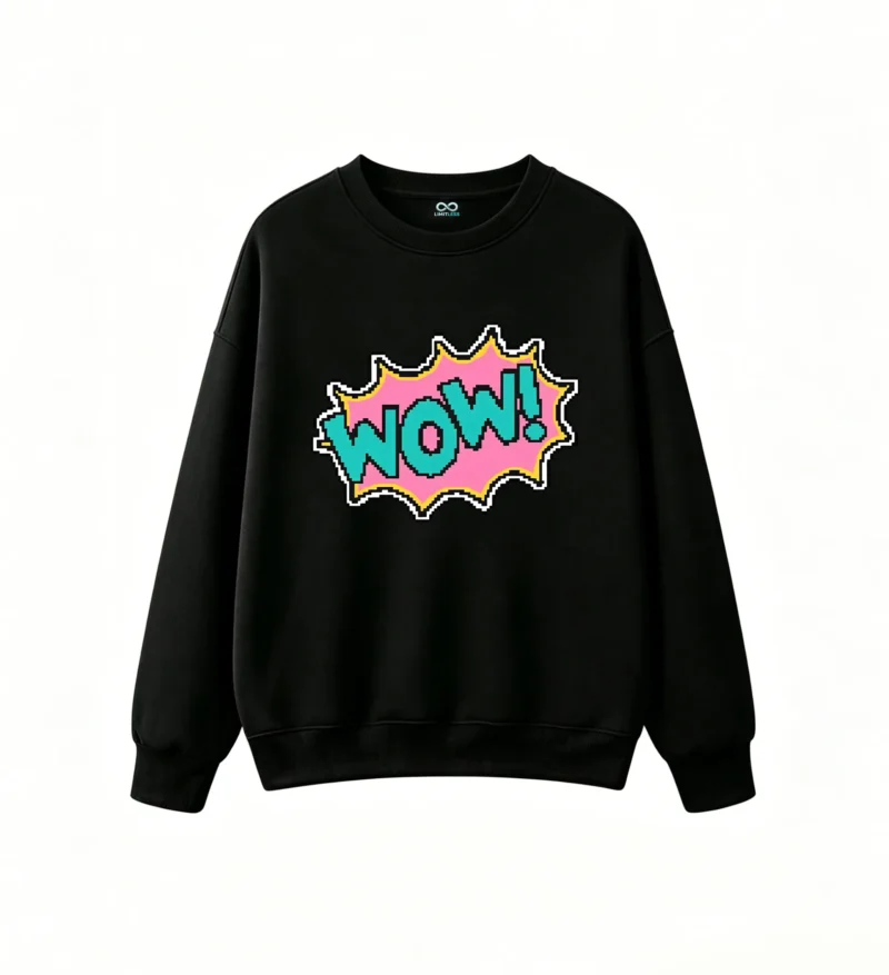 主图_1 Buzo cuello redondo Algodón Estampado Wow Pop Art Diseño Retro Calidad