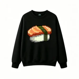 Buzo cuello redondo Algodón Estampado Sushi Pixel Art Diseño Gamer Casual