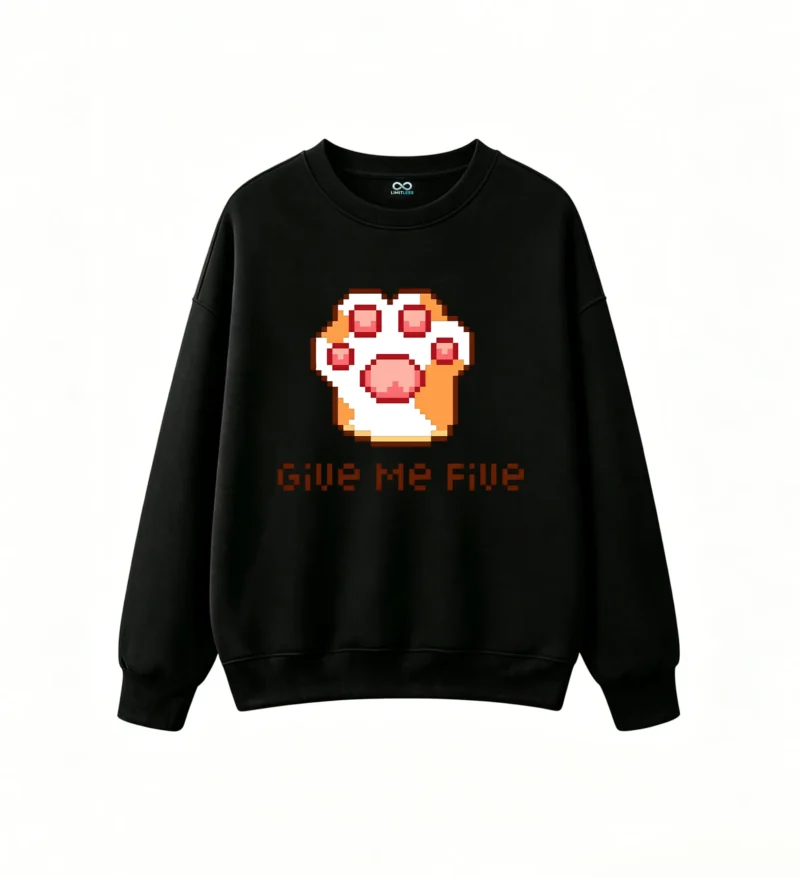 Buzo cuello redondo Algodón Estampada Pixel Art Give Me Five Casual