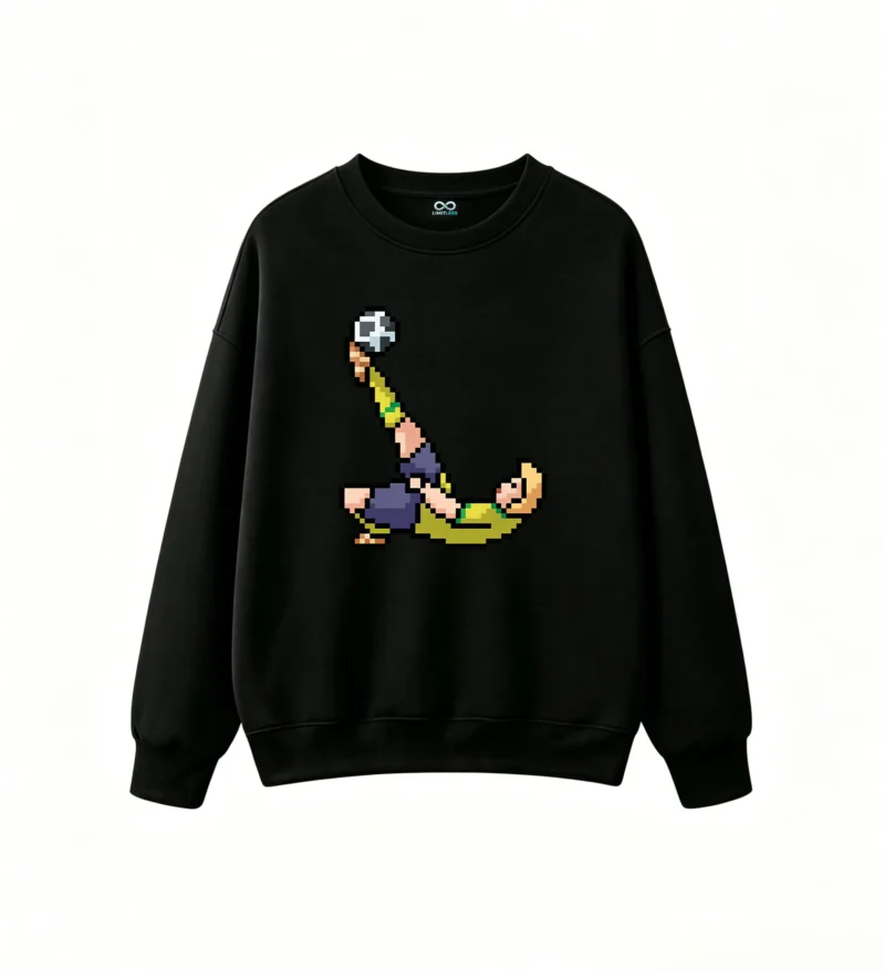 主图_1 Buzo cuello redondo Algodón Pixel Art Futbol Estampado Premium Calidad