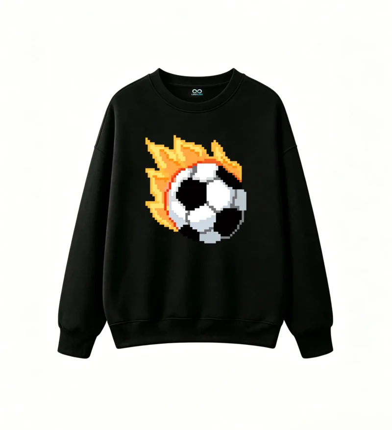 Buzo cuello redondo Algodón Estampado Pixel Art Fuego Urbano Premium