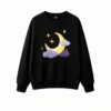 Buzo cuello redondo Algodón Estampado Pixel Art Luna Noche Vintage Top