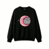 主图_1 Buzo cuello redondo Algodón Gato Pixel Art Donut Kawaii Diseño Premium