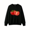 Buzo cuello redondo Algodón Estampado Pixel Art Tomate Casual Verano