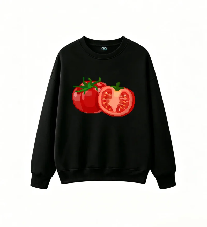 Buzo cuello redondo Algodón Estampado Pixel Art Tomate Casual Verano