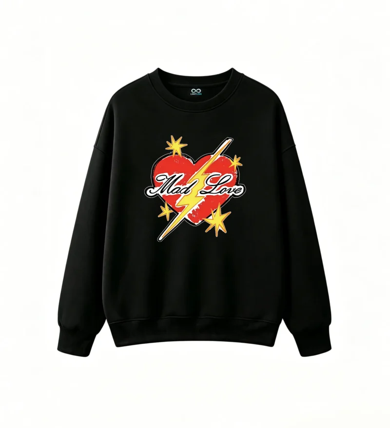 主图_1 Buzo cuello redondo Algodón Estampado Corazón Rayo Diseño Urbano Trendy