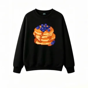 Buzo cuello redondo Algodón Pancakes Arándanos Pixel Art Premium Suave