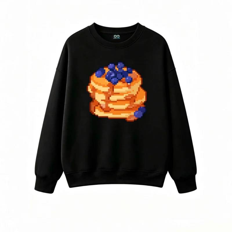 主图_1 Buzo cuello redondo Algodón Pancakes Arándanos Pixel Art Premium Suave
