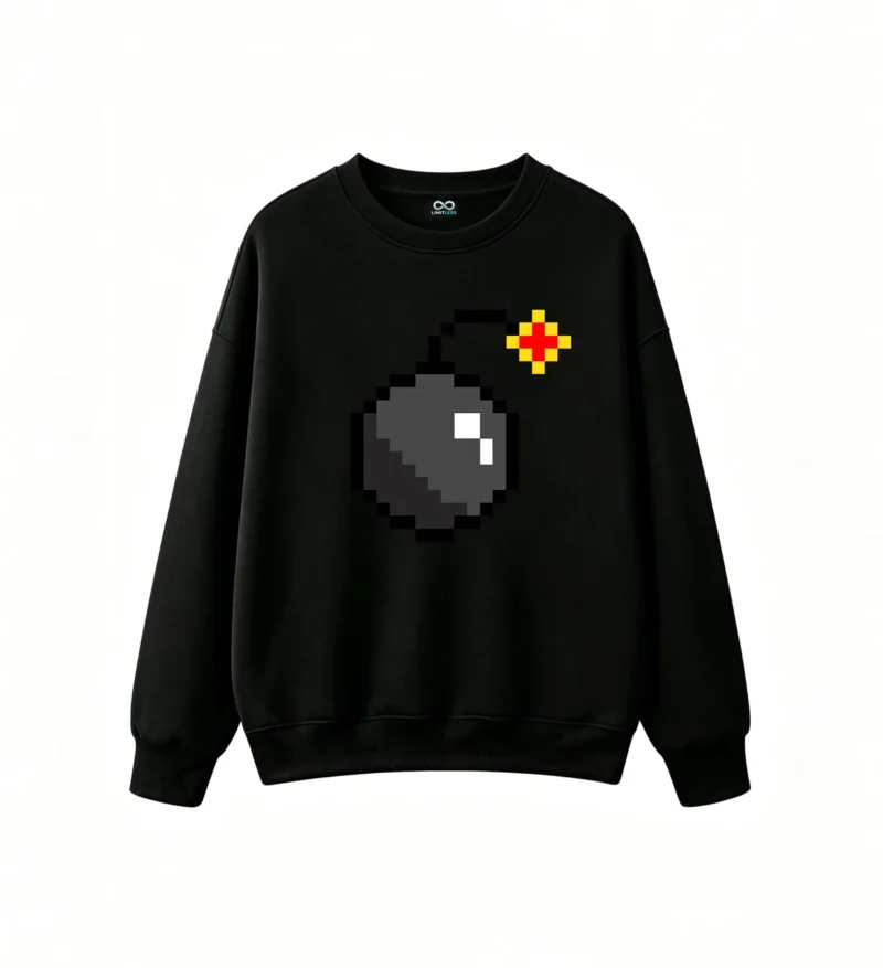 Buzo cuello redondo Algodón Pixel Bomb Estilo Gamer Premium