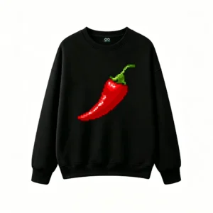 主图_1 Buzo cuello redondo Algodón Estampado Ají Pixel Art Diseño Gamer Casual