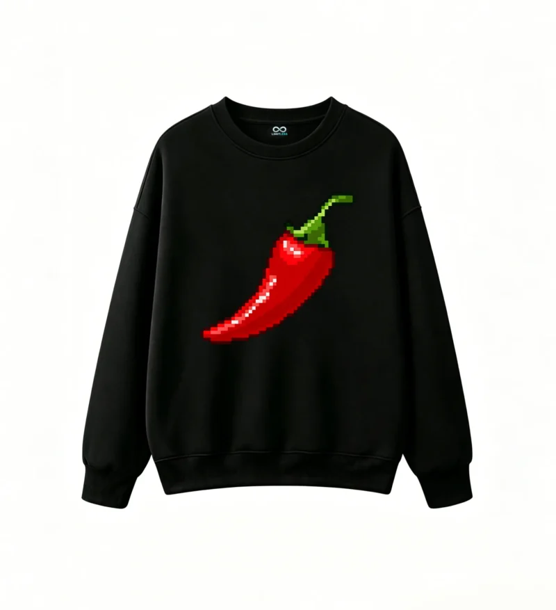 Buzo cuello redondo Algodón Estampado Ají Pixel Art Diseño Gamer Casual
