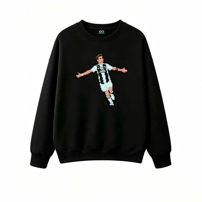 Buzo cuello redondo Algodón Estampado Pixel Art Futbol Retro Premium