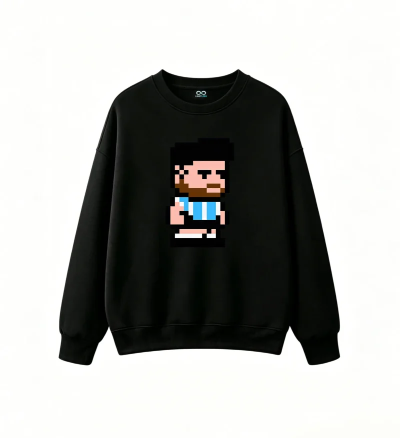 Buzo cuello redondo Algodón Estampado Pixel Art Futbol Argentina Retro