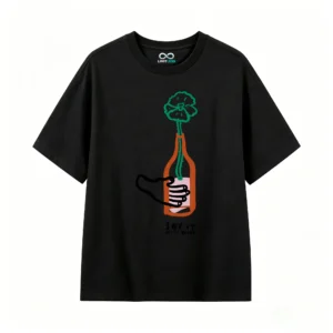 主图_1 Remera Algodón Estampada Diseño Botella Floral Minimalista