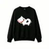 Buzo cuello redondo Algodón Estampado Vaca Pixel Art Estilo Kawaii Trend