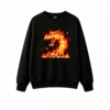 Buzo cuello redondo Algodón Estampado Dragón Fuego Pixel Art Oversize