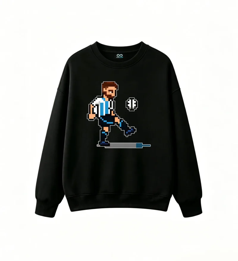 Buzo cuello redondo Algodón Estampado Pixel Art Fútbol Selección Premium
