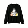 Buzo cuello redondo Algodón Estampado Pixel Art Gatos Kawaii Trendy