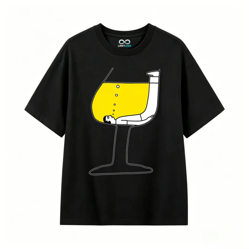主图_1 Remera Algodón Estampada Copa Vino Diseño Minimalista Premium
