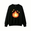 Buzo cuello redondo Algodón Estampado Fuego Pixel Art Diseño Gamer Urbano