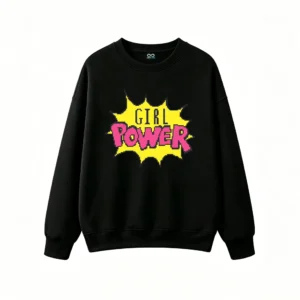 主图_1 Buzo cuello redondo Algodón Estampado Girl Power Diseño Pixel Art Casual