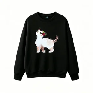 主图_1 Buzo cuello redondo Algodón Estampado Gato Flores Aesthetic Casual Premium