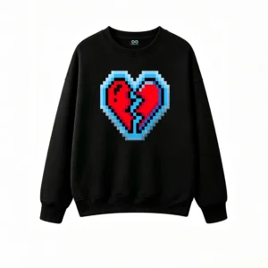 主图_1 Buzo cuello redondo Algodón Estampado Corazón Pixel Retro Casual Premium