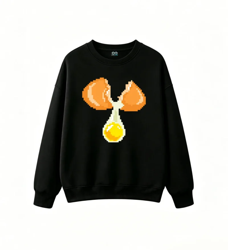 Buzo cuello redondo Algodón Estampado Pixel Art Huevo Diseño Casual Premium