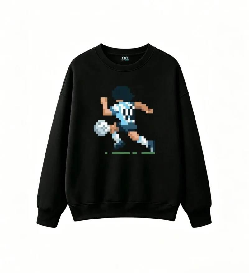Buzo cuello redondo Algodón Estampado Pixel Art Fútbol Selección Premium