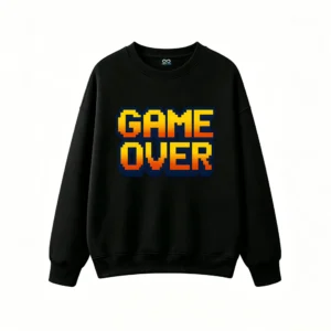 主图_1 Buzo cuello redondo Algodón Estampada Game Over Diseño Retro Gamer