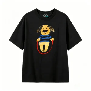 Remera Algodón Estampado Perro Salta Cuerda Diseño Casual