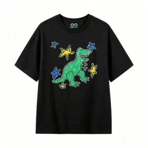 主图_1 Remera Algodón Estampado Dinosaurio Artístico Casual Premium